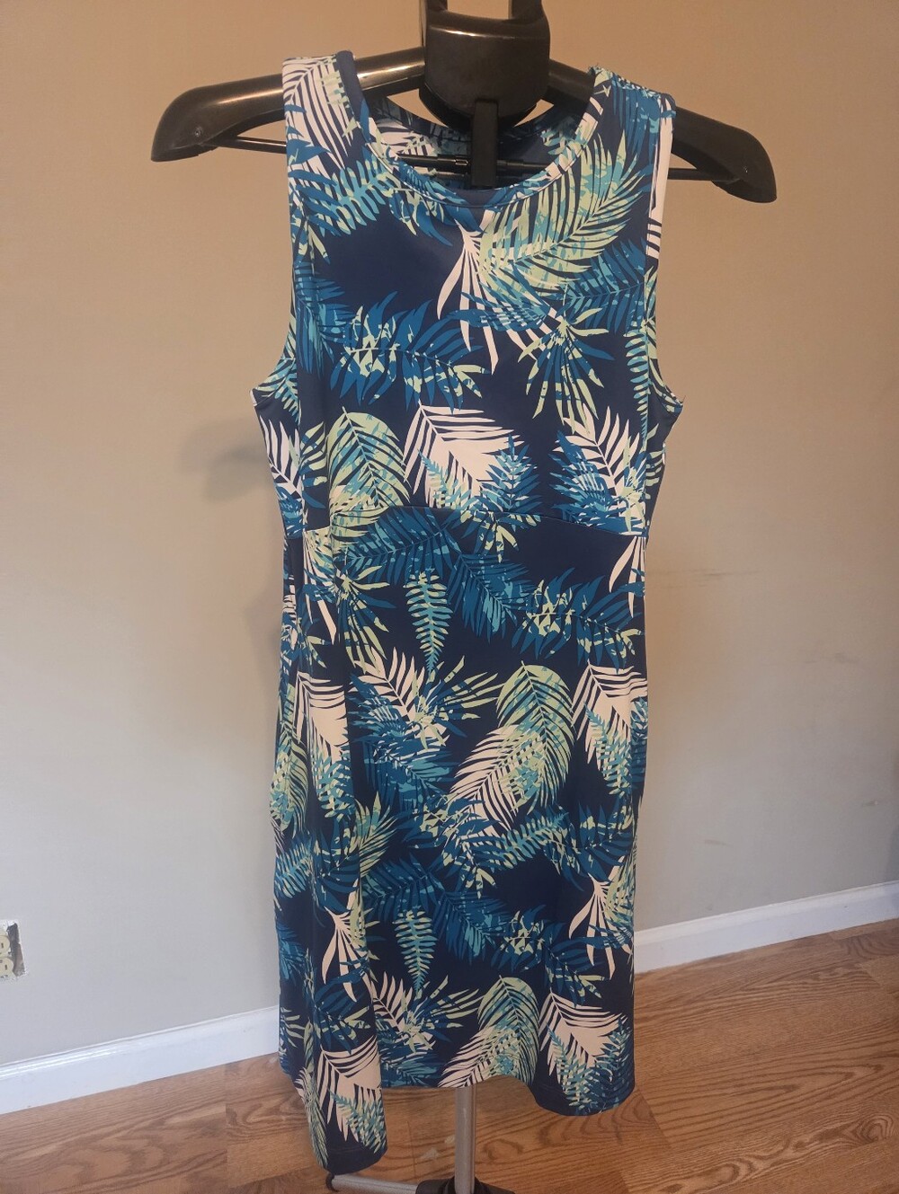 Columbia Blue Tropical Print Hybrid Dress Womens Medium